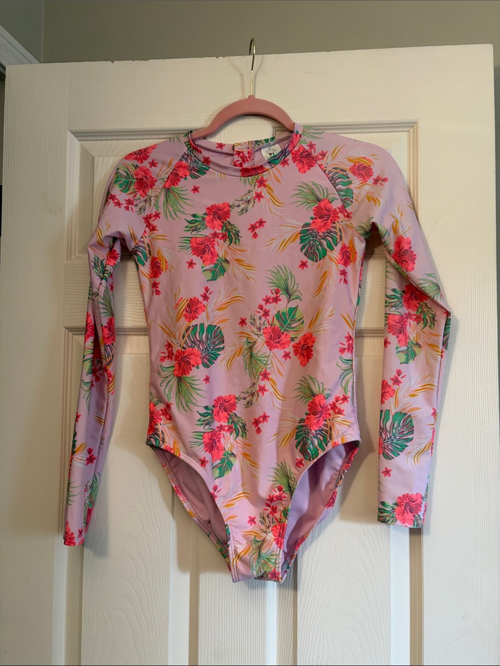 art class Pink Floral Long-Sleeve One-Piece Swimsuit